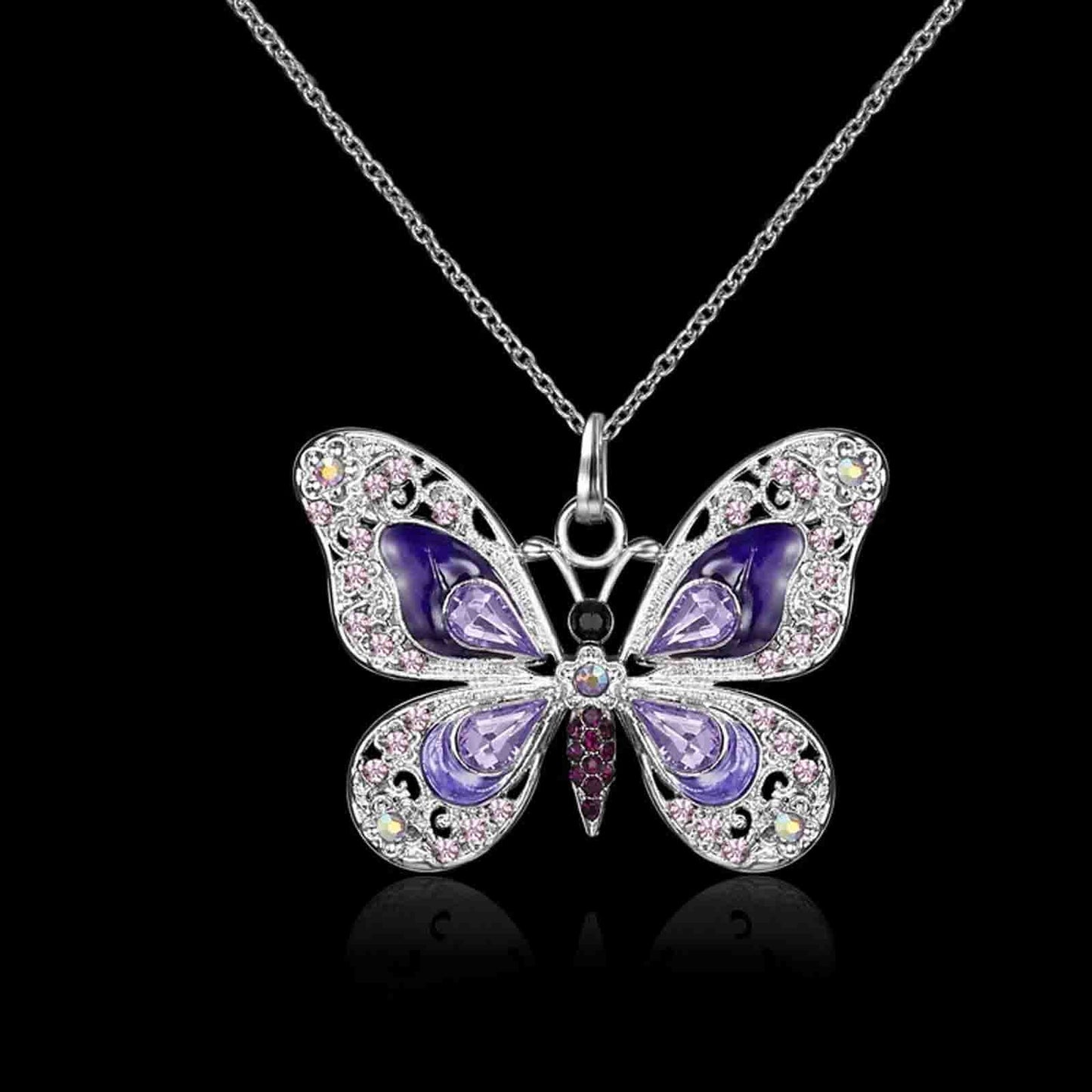 Mothers Day Gifts, Butterfly Necklace, Opal Jewelry Pendant Necklaces for Women, Silver Necklaces Gift for Women, Girls Gifts for Birthday Valentine'S Day